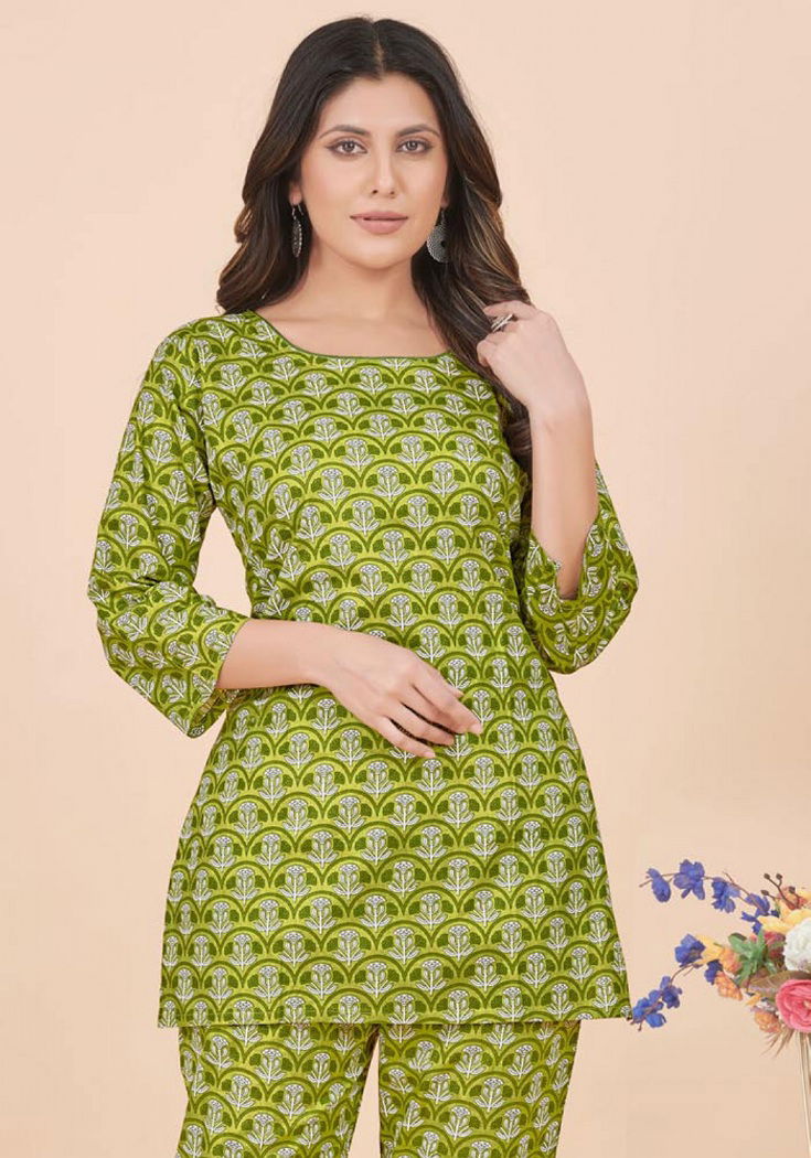 Krisha Vol 2 By Shivay Printed Cotton Cord Set Short Kurti With Pant Wholesale Price In Surat